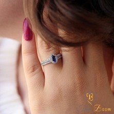 Safir Beyaz Taşlı Markiz Kadın Yüzük, Mekik Kadın Yüzüğü,