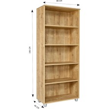 Kitaplık, Dosya Dolabı, Malzeme Rafı 190 x 80 x 40  cm  Safir Meşe