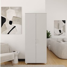Furni 24 Kilitli ve Bölmeli Çok Amaçlı Dolap, Ofis ve Ev Için Kilitlenebilir Ahşap Dolap, 190 x 80 x 40 cm