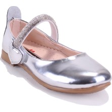 Dagoster DJA76-HY10005 Gümüş Ayna   Kız Çocuk Babet Ayakkabı