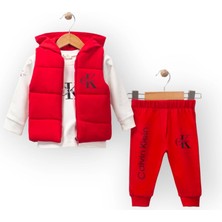 Woops Baby Marka Kelvin Desen Baskı Yelekli Üçlü Takım Unisex 6-36 Ay