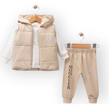 Woops Baby Marka Moller Desen Baskı Yelekli Üçlü Takım Unisex 6-36 Ay