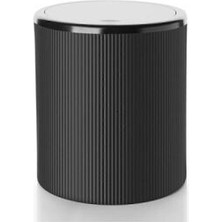 Siyah Çizgili Yuvarlak Çöp Kovası 6 Litre Banyo Mutfak Çöp Kutusu