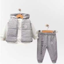 Woops Baby Marka Moller Desen Baskı Yelekli Üçlü Takım Unisex 6-36 Ay