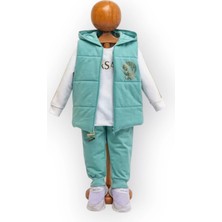 Woops Baby Marka Versay Desen Baskı Yelekli Üçlü Takım Unisex 6-36 Ay