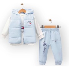 Woops Baby Marka Tomm Desen Baskı Yelekli Üçlü Takım Unisex 6-36 Ay