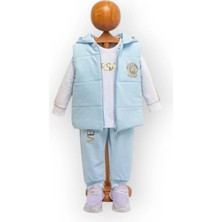 Woops Baby Marka Versay Desen Baskı Yelekli Üçlü Takım Unisex 6-36 Ay