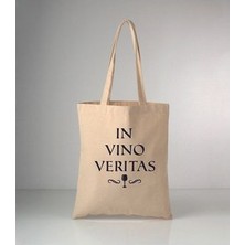 In Vino Veritas Baskılı Ham Bez Omuz Çantası