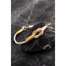 Sümer Telkari Kazaziye Işlemeli Altın Kaplama Sonsuzluk Elişi Gümüş Bileklik 4758