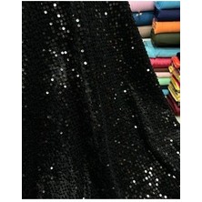 Mekik Manifatura Siyah Pullu Kadife Kumaş Parça Şık Desenli ve Parlak Renkli