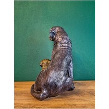 Polyester Anne Köpek ve Yavruları Dekoratif Biblo