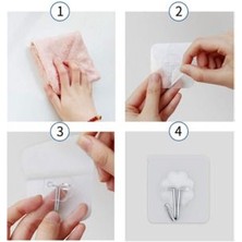 Bir Tık Home 5 Adet Şeffaf Güçlü Kendinden Yapışkanlı Kapı Duvar Askıları Ağır Yük Taşıma  6x6  cm