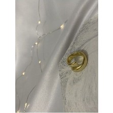 Duble Kalın Ayarlanabilir Çelik Gold Yüzük