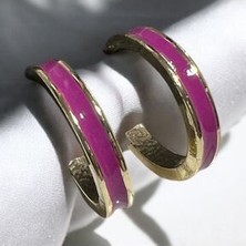 Store Pembe ve Gold Detaylı Yuvarlak Şık Küpe