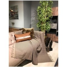 Luwino Home Koltuk Örtüsü , Tv Şalı , Throw ,Yatak Örtüsü , Çok Amaçlı Örtü , Kahveye Bej Renk 180x200 cm