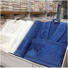 Pamuklu Jakarlı Aile Bornoz Seti