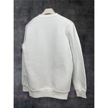 Pamuklu Rahat Kesim Soğuğa Dayanıklı Oversize Beyaz Sweatshirt