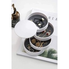 Fesya Home Quadra Beyaz 4 Katlı Döner Takı Organizeri Düzenleyici - Ø10 x 10 cm Şık ve Kullanışlı