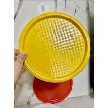 Renkli Tepsi Kristal Plastik Yuvarlak 22CM Sarı