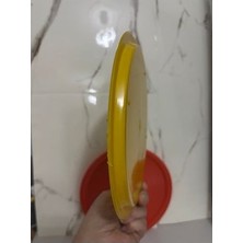 Renkli Tepsi Kristal Plastik Yuvarlak 22CM Sarı