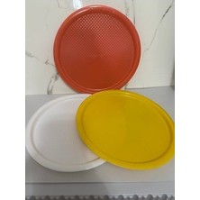 Renkli Tepsi Kristal Plastik Yuvarlak 22CM Sarı