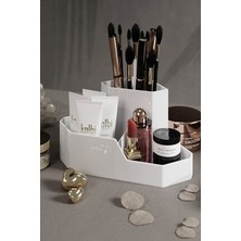 Corner Üçgen Makyaj Organizeri Masa Üstü Düzenleyici Organizer - Beyaz