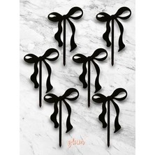 Glam Dekorasyon Siyah Kurdele 6'lı Pinterest Tarzı Yeniden Kullanılabilir Cupcake Kek ve Tatlı Süsleri Pasta Kürdanı