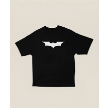 Sevbano Batman Logo Baskılı Unisex Tişört, Oversize Batman Tişört