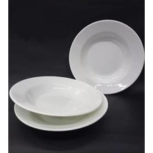 6 Adet Beyaz Melamin Çukur Yemek Tabağı 21X3CM Haşlama,kurufasulye Hesaplı Sulu Yemek Kabı Kaliteli