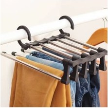 Hareketli Pantolon Askısı Dolap Içi 5 Kancalı Katlanabilir Portatif Askı Unisex Metal Kancalı Askı