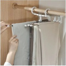 Hareketli Pantolon Askısı Dolap Içi 5 Kancalı Katlanabilir Portatif Askı Unisex Metal Kancalı Askı