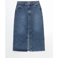 Lcwaıkıkı Classic Indigo Dar Fit Kadın Jean Etek