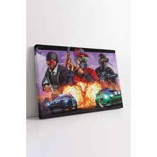 Gta 5 Online Rp Bilgisayar Oyunu Aksiyon Oyunu Afiş Kanvas Tablo, Pc Oyun Odası Için Duvar Dekoru