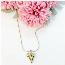 Çelik Topçuk Detaylı Kalp Kolye