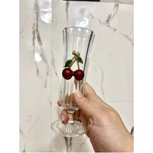 Kirazlı Flüt Bardak Uzun Cam 1ADET