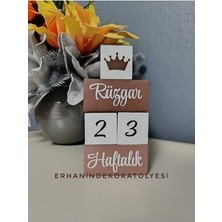 Ahşap Renkli Isimli Bebek Anı Küpü 5'li Set Anne Bebek Anı Küpü