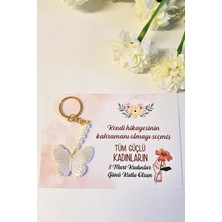 Pekshop Kadınlar Günü Hediyesi Incili Kelebek Anahtarlık Kartlı Jelatinli 50 Adet