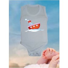 Ribana 3'lü Tren Baskılı Yazılı Bebek Body & Zıbın Atlet Çıtçıtlı