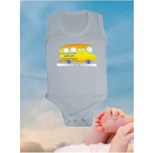 Ribana 3'lü Tren Baskılı Yazılı Bebek Body & Zıbın Atlet Çıtçıtlı