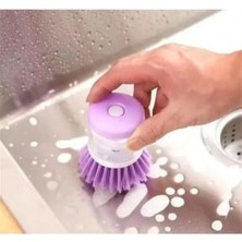 Bir Tık Home Pratik Sıvı Deterjan Hazneli Bulaşık Fırçası Hazneli Mutfak Banyo Lavabo Yıkama Fırçası 1 Adet