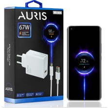 67 Watt Hızlı Şarj Aleti Type C Kablo + USB Şarj Başlığı Yüksek Hızlı Şarj Göstergesi Çıkaran 67W Saliseli