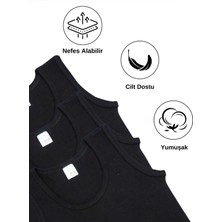 Alya Underwear Erkek Çocuk Pamuk Ribana Atlet Oval Yaka 3'lü Paket - 3 Adet Siyah (13-14 Yaş)