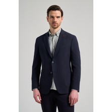 Çizgili Desen Gofreli Mono Yaka Esnek 6 Drop Slim Fit Ceket 1002250122