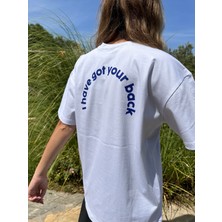 Happy Dodo I Have Got Your Back Baskılı Unisex  Pamuk Beyaz T-Shirt