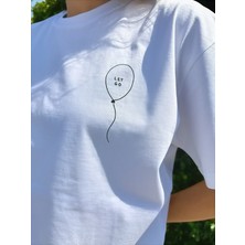 Happy Dodo Let Go Baskılı Unisex  Pamuk Beyaz T-Shirt