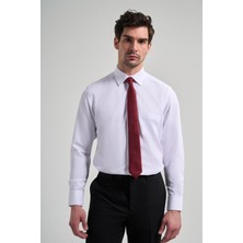 Uzun Kol Desenli Armürlü Sert Yaka Cepli Pamuklu Classic Comfort Fit Gömlek 1004250171