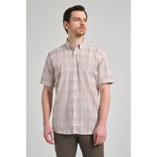 İmza Kısa Kol Ekose Desen Bez Ayağı Düğmeli Yaka Cepli Pamuklu Classic Comfort Fit Gömlek 1004250162