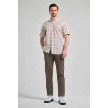 İmza Kısa Kol Ekose Desen Bez Ayağı Düğmeli Yaka Cepli Pamuklu Classic Comfort Fit Gömlek 1004250162