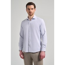 İmza Uzun Kol Desenli Armürlü İtalyan Yaka Cepsiz Pamuklu Classic Slim Fit Gömlek 1004250161