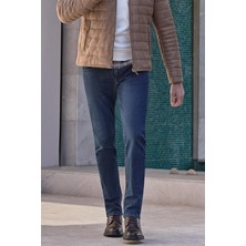 İmza Lacivert Düz Gabardin Pamuklu 5 Cep Slim Fit Casual Denim Pantolon 1023245155